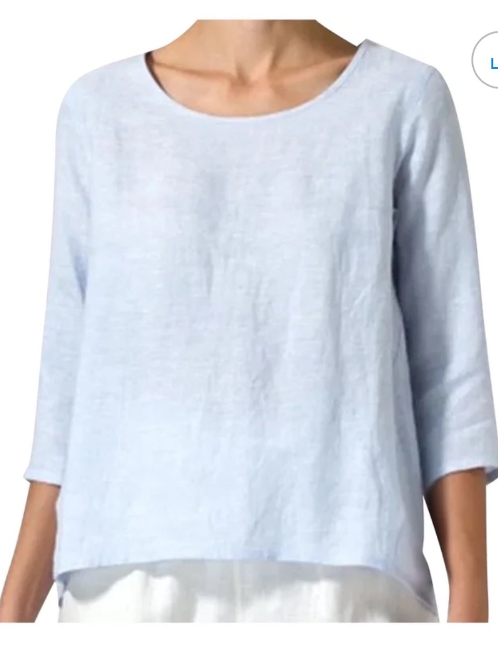 Inizio Light Blue Women's Linen Boatneck Top size medium